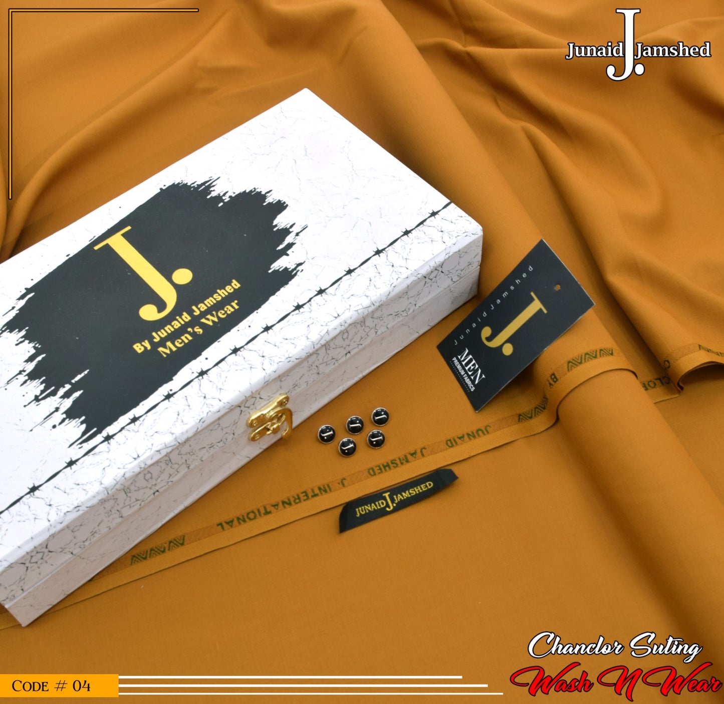 J. Elite Class 4 Season Wash N Wear With Luxury Box & Bag ( MUSTARD )