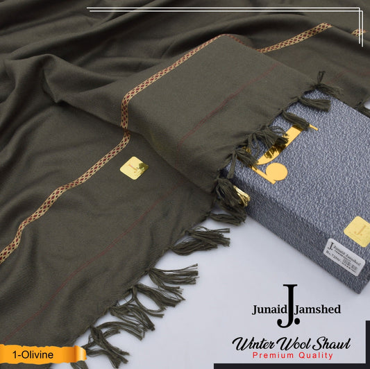 J. PREMIUM WOOL SHAWL FOR MENS WITH GIFT BOX & BAG  ( Olive )