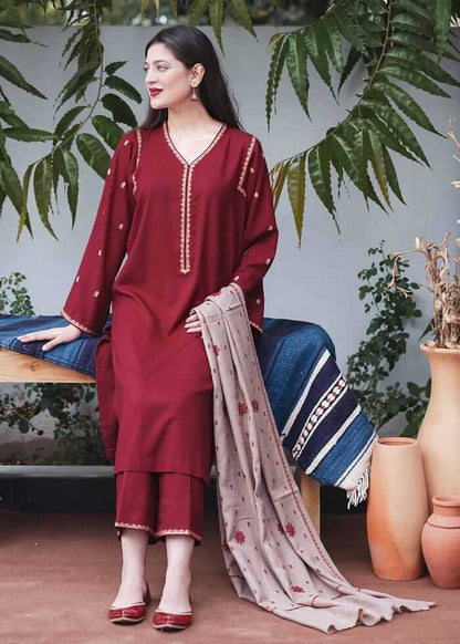 3 Piece Unstiched Embroidered Dhanak Suit ( Embroidered Dhanak Dupatta )