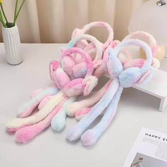 Rabbit Ear Winter Earmuffs for Kids Girls Boys Women Soft Plush Faux Fur Warm