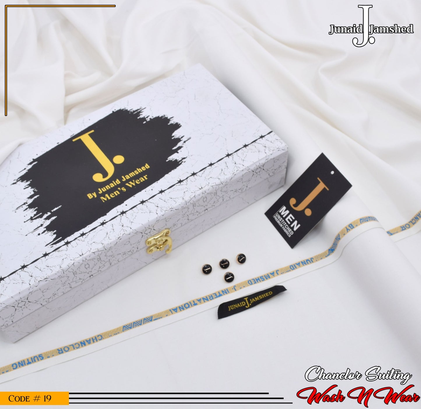 J. Elite Class 4 Season Wash N Wear With Luxury Box & Bag  ( OFF WHITE )