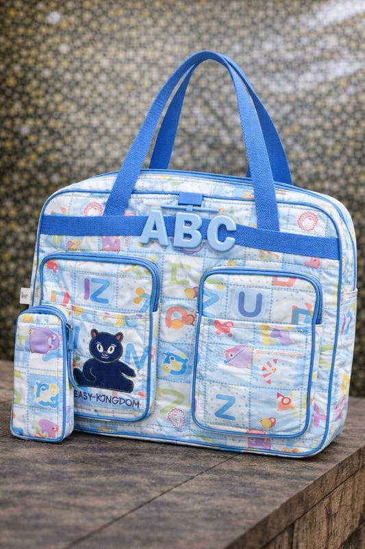 PREMIUM WOMEN BABY BAG WITH SPACIOUS COMPARTMENTS + FEEDER COVER  ( BLUE )