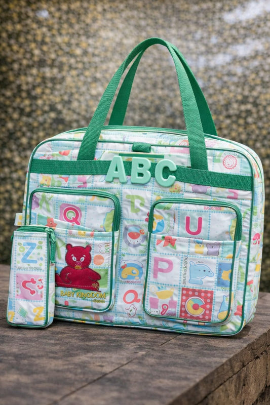 PREMIUM WOMEN BABY BAG WITH SPACIOUS COMPARTMENTS + FEEDER COVER  ( GREEN )