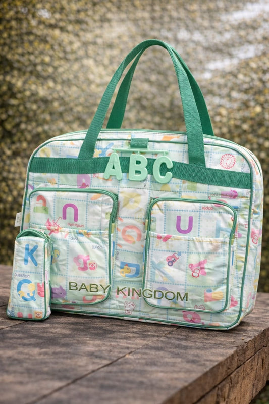 PREMIUM WOMEN BABY BAG WITH SPACIOUS COMPARTMENTS + FEEDER COVER  ( GREEN)