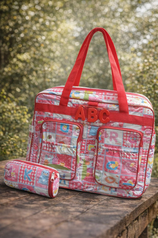 PREMIUM WOMEN BABY BAG WITH SPACIOUS COMPARTMENTS + FEEDER COVER  ( RED )